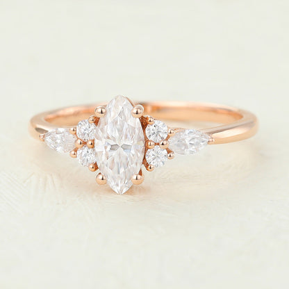 Marquise Cluster Lab-Grown Diamond Engagement Ring