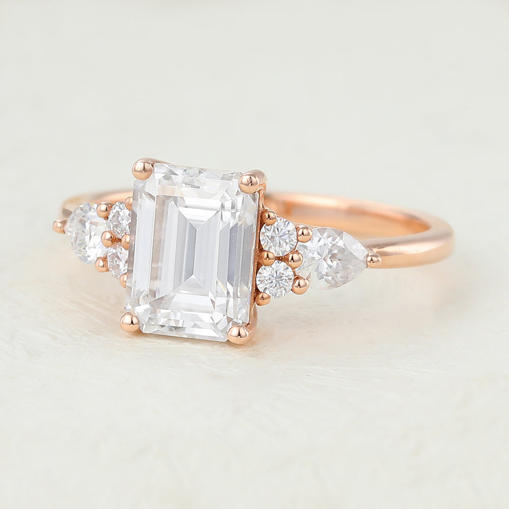 Emerald Cluster Lab-Grown Diamond Engagement Ring