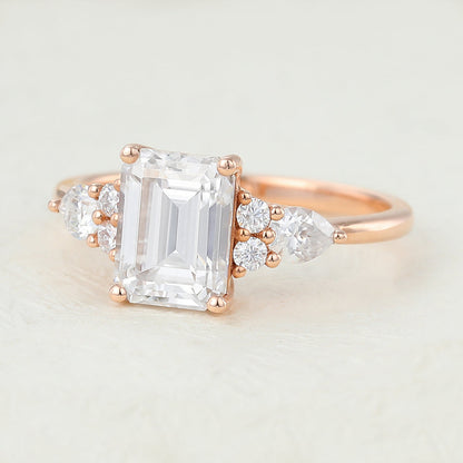 Emerald Cluster Lab-Grown Diamond Engagement Ring