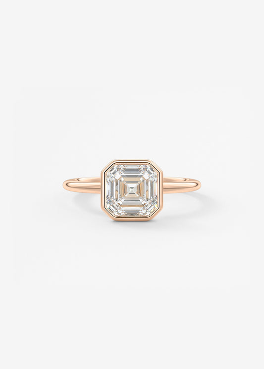 Asscher Bezel Lab Grown Diamond Engagement Ring