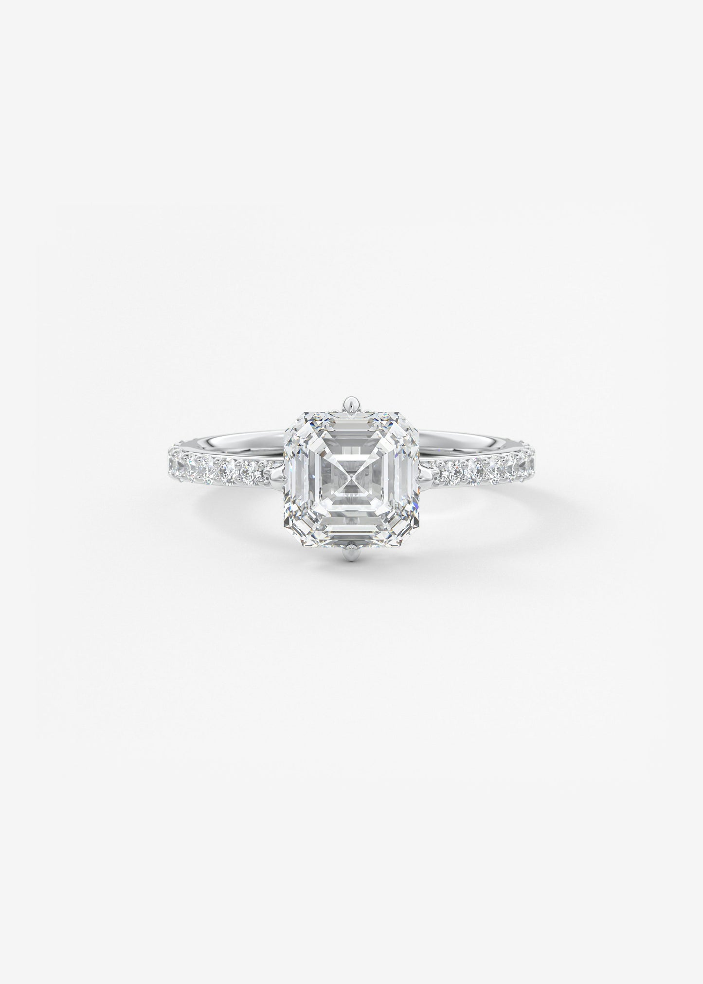 Asscher Hidden Halo Pave Lab Grown Diamond Engagement Ring