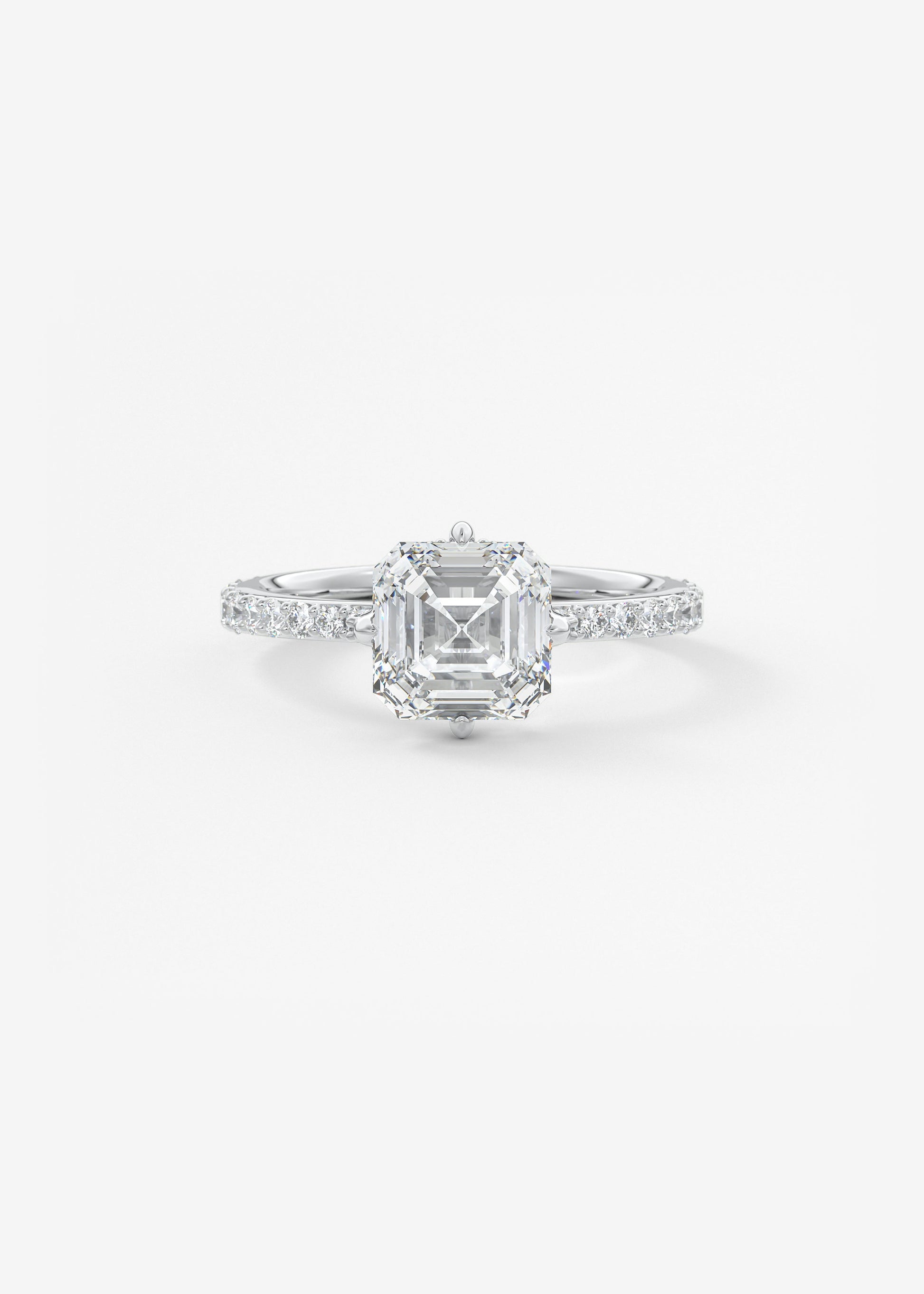Asscher Hidden Halo Pave Lab Grown Diamond Engagement Ring