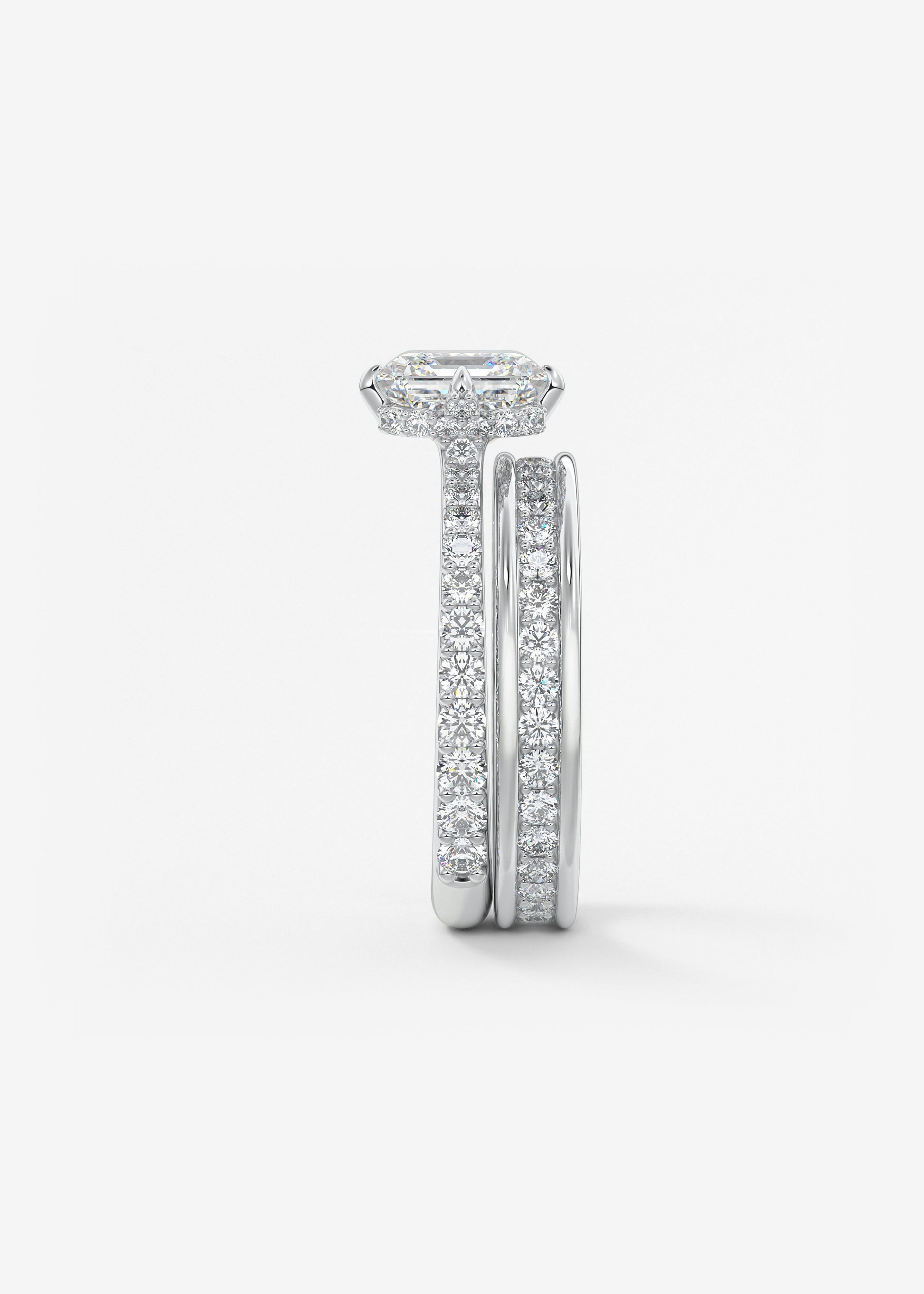 Asscher Hidden Halo Pave Lab Grown Diamond Engagement Ring