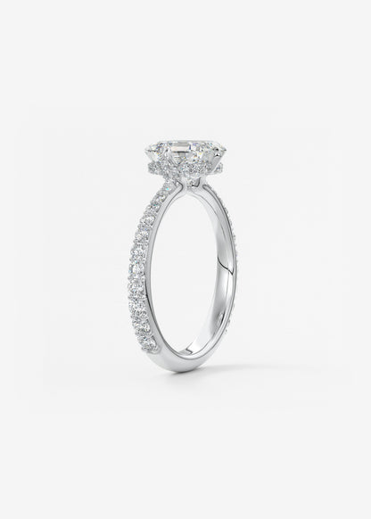 Asscher Hidden Halo Pave Lab Grown Diamond Engagement Ring