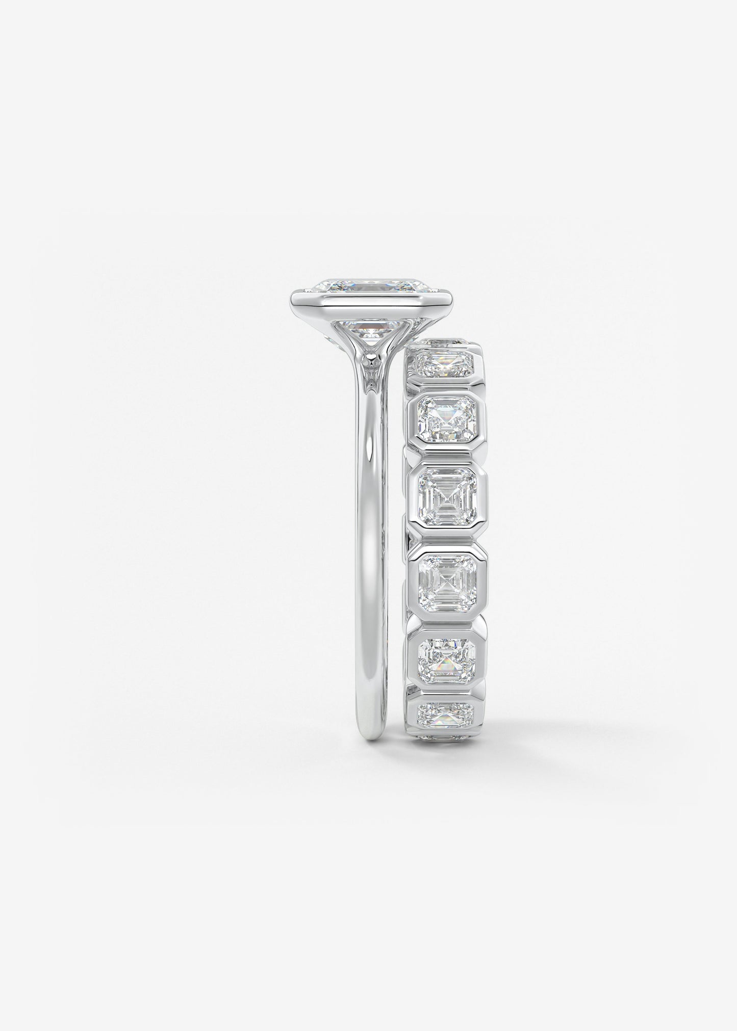 Asscher Bezel Lab Grown Diamond Engagement Ring