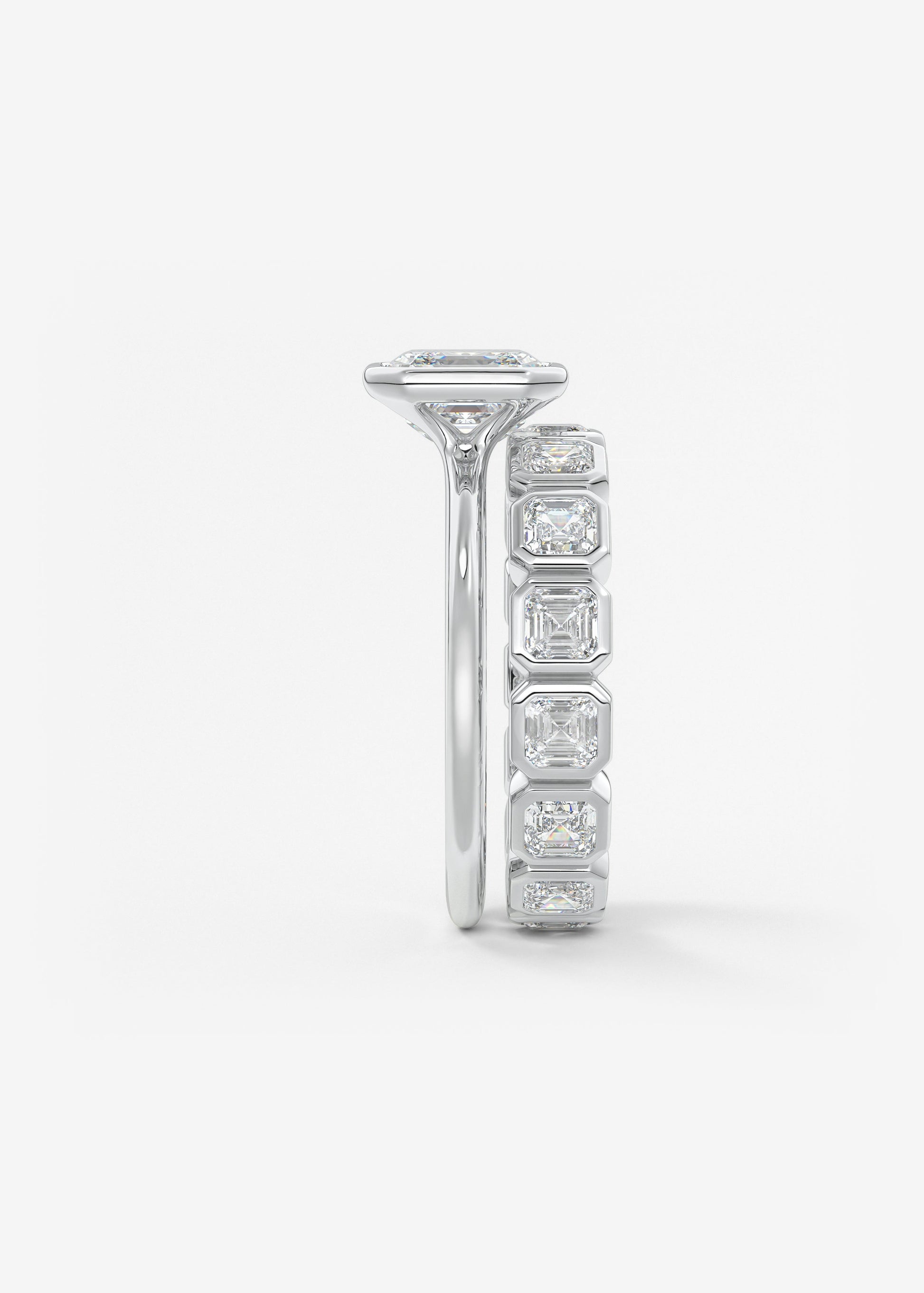 Asscher Bezel Lab Grown Diamond Engagement Ring