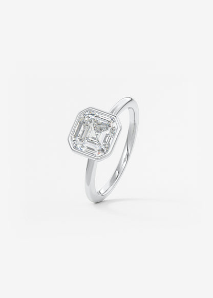 Asscher Bezel Lab Grown Diamond Engagement Ring