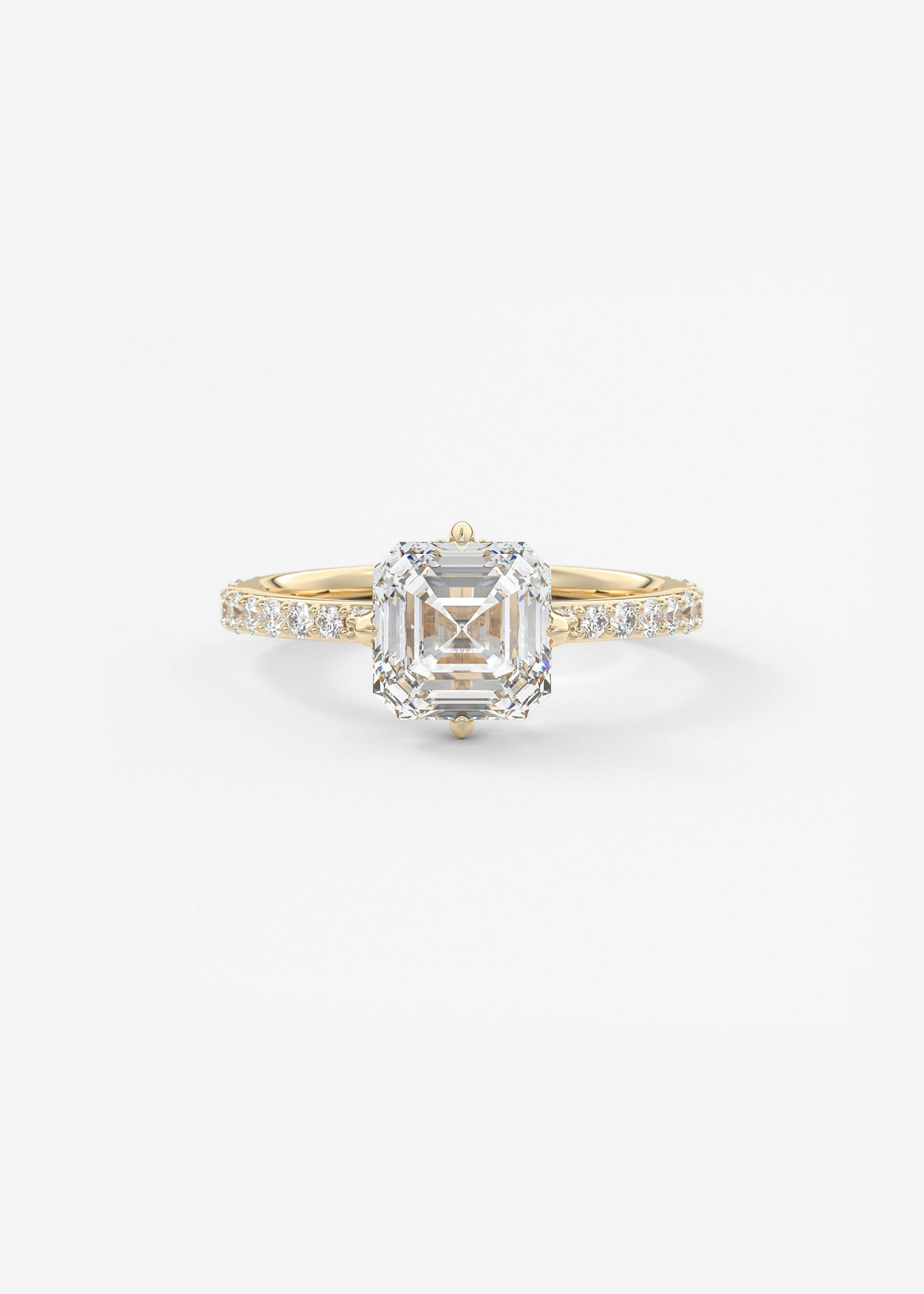 Asscher Hidden Halo Pave Lab Grown Diamond Engagement Ring