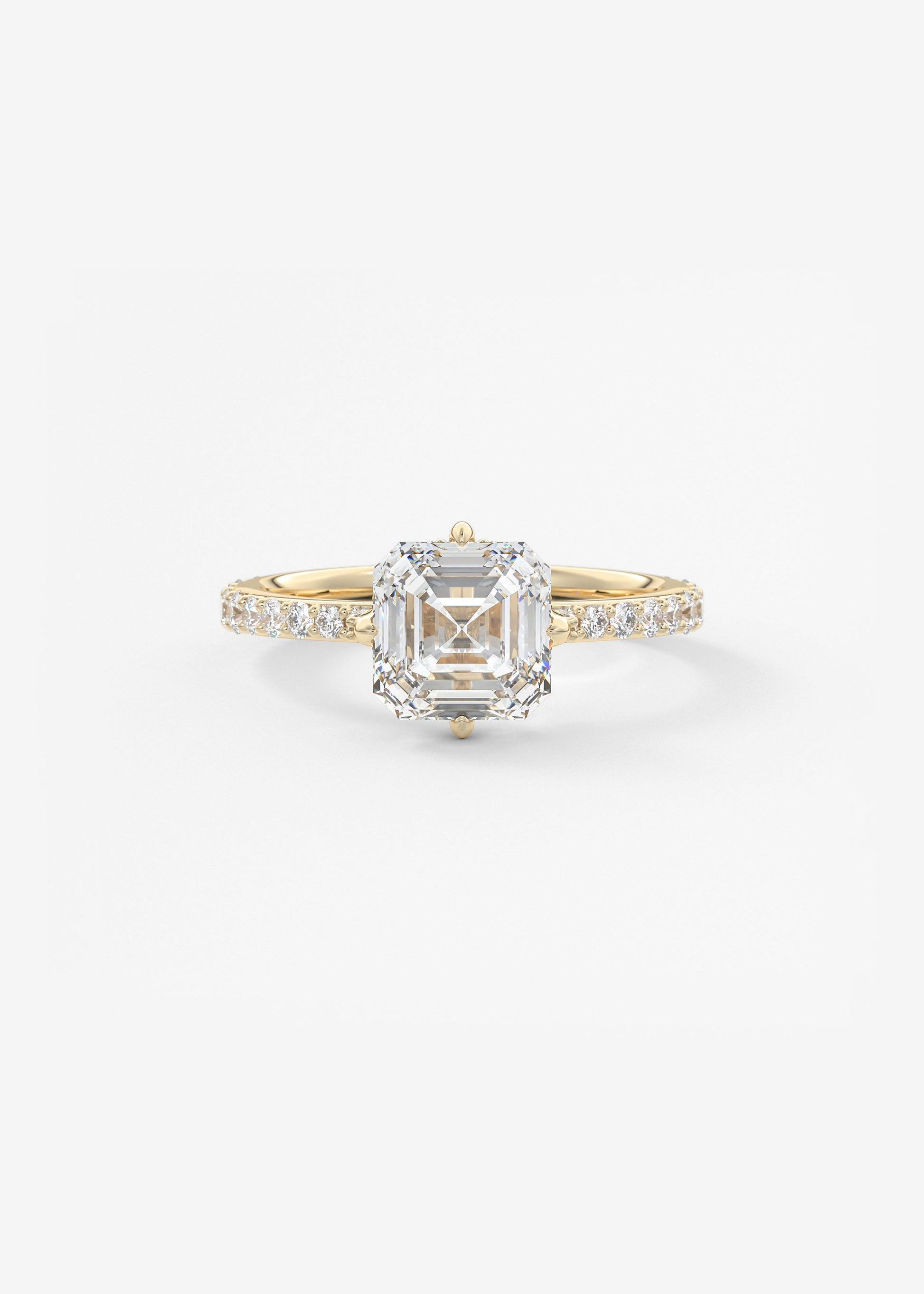 Asscher Hidden Halo Pave Lab Grown Diamond Engagement Ring