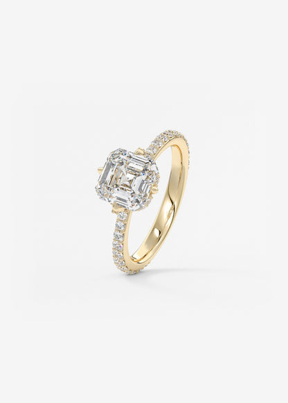 Asscher Hidden Halo Pave Lab Grown Diamond Engagement Ring