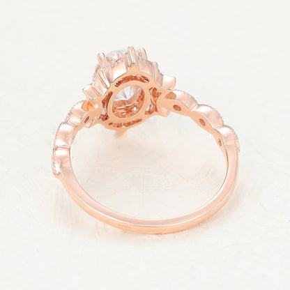 Oval Vintage Art Deco Lab-Grown Diamond Engagement Ring