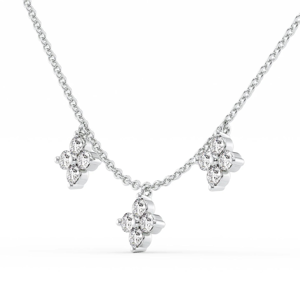 0.48 CT Round Shape Moissanite Clover Necklace