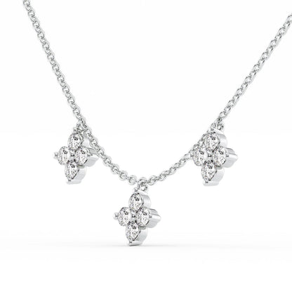 0.48 CT Round Shape Moissanite Clover Necklace