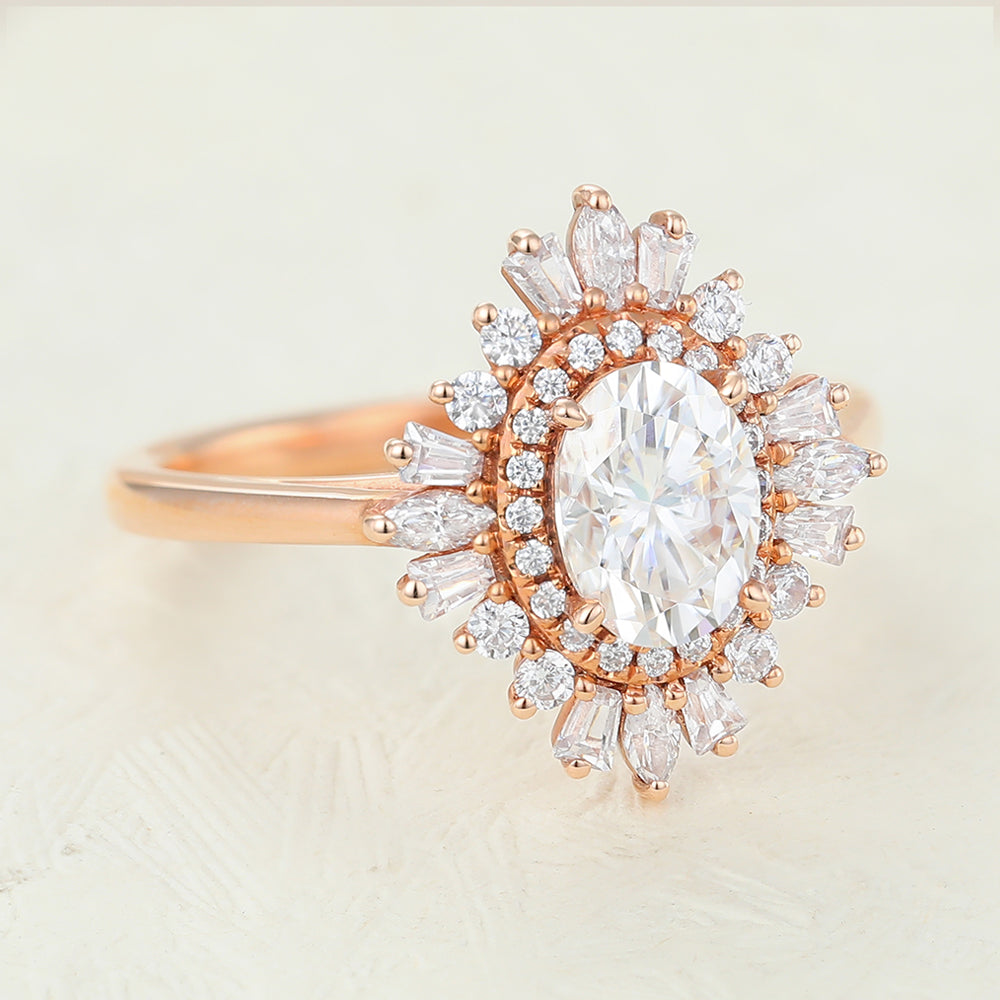 Oval Cluster Lab-Grown Diamond Engagement Ring