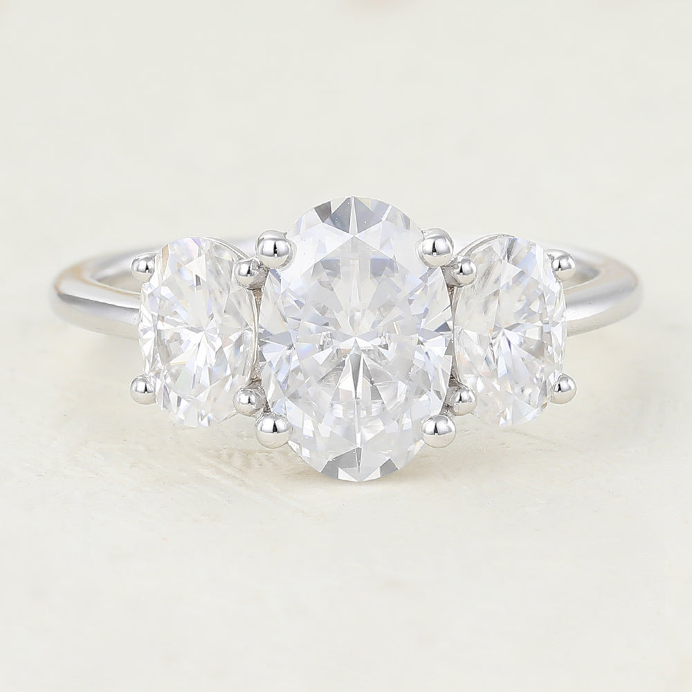 Oval Three Stone Lab-Grown Diamond Engagement Ring