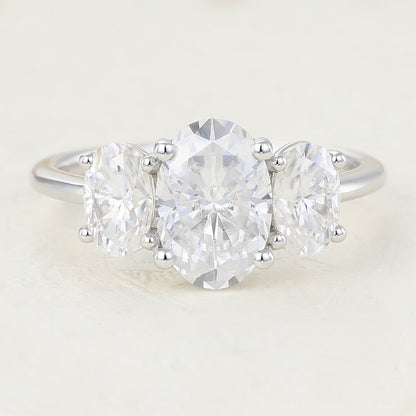 Oval Three Stone Lab-Grown Diamond Engagement Ring