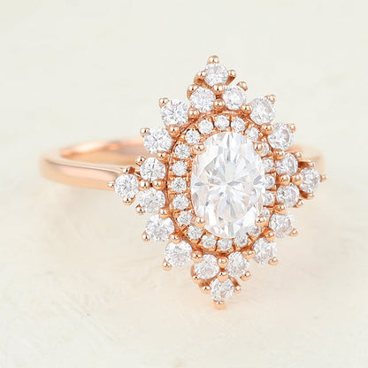Oval Cluster Lab-Grown Diamond Engagement Ring