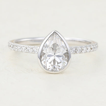 Pear Bezel & Pave Lab-Grown Diamond Engagement Ring
