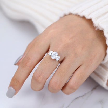 Oval Three Stone Lab-Grown Diamond Engagement Ring
