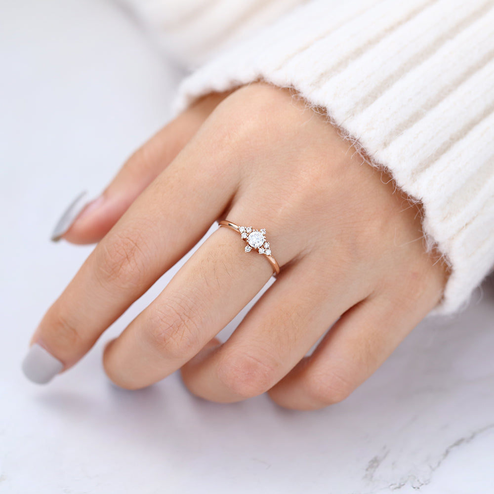 Round Cluster Lab-Grown Diamond Engagement Ring