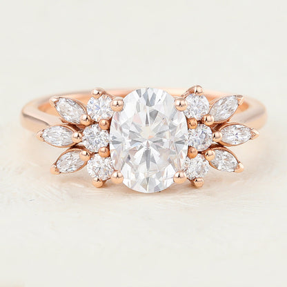 Oval Cluster Lab-Grown Diamond Engagement Ring