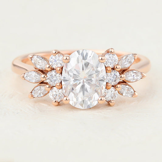 Oval Cluster Lab-Grown Diamond Engagement Ring