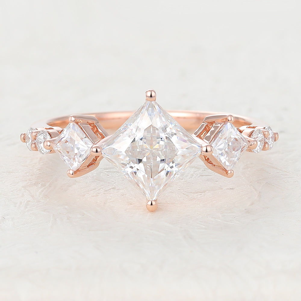 Princess Cluster Lab-Grown Diamond Engagement Ring
