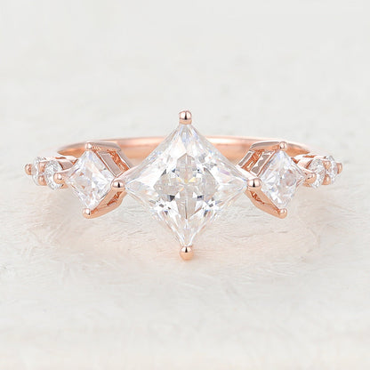 Princess Cluster Lab-Grown Diamond Engagement Ring