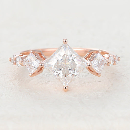Princess Cluster Lab-Grown Diamond Engagement Ring