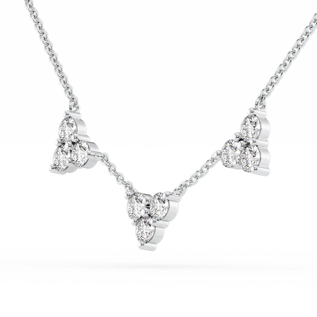 0.2 CT Round Shape Moissanite Three Diamonds Necklace