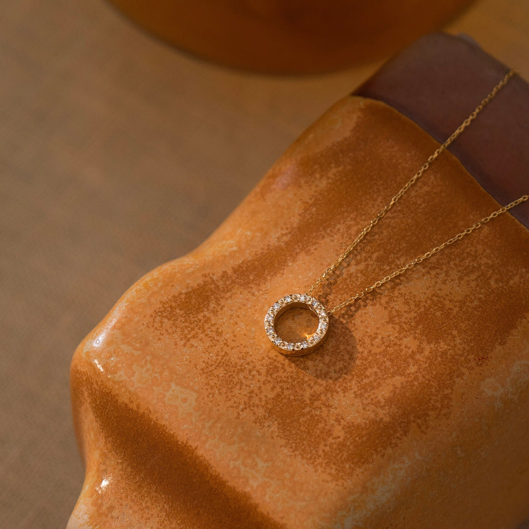 1.0 TCW Round Shape Moissanite Circle Style Necklace