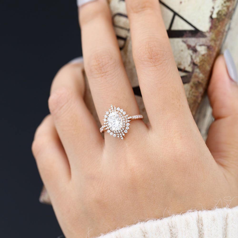 Oval Cluster Lab-Grown Diamond Engagement Ring