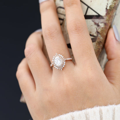 Oval Cluster Lab-Grown Diamond Engagement Ring