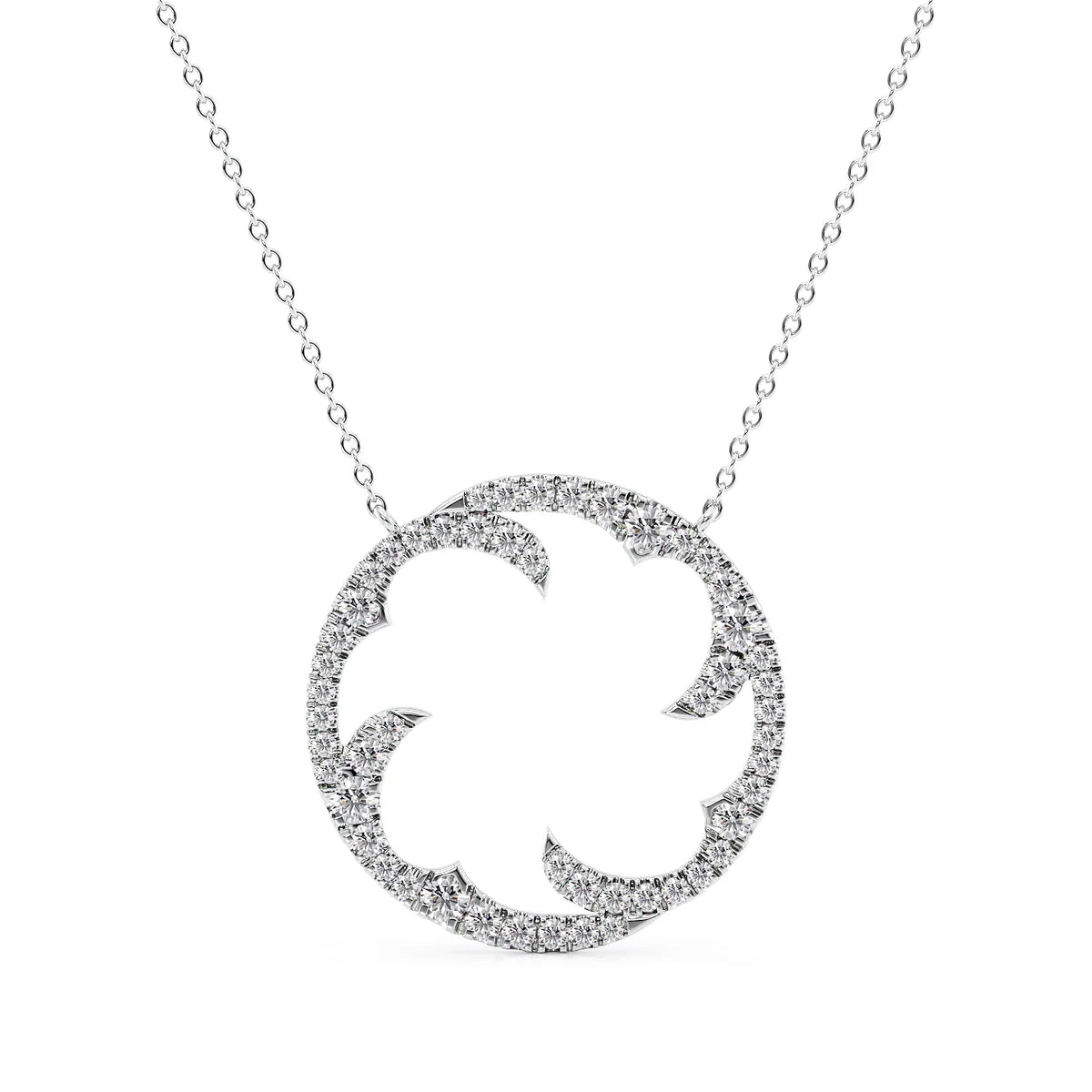 1.0 CT Round Shape Moissanite Twig Pave Necklace