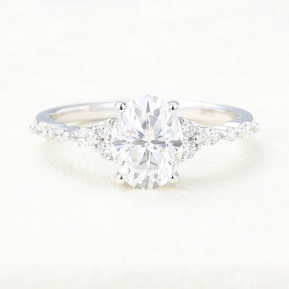 Oval Cluster Lab-Grown Diamond Engagement Ring