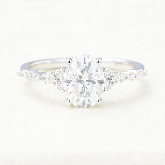 Oval Cluster Lab-Grown Diamond Engagement Ring