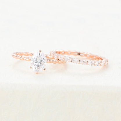 1.33 CT Oval Moissanite Solitaire Bridal Ring Set 6