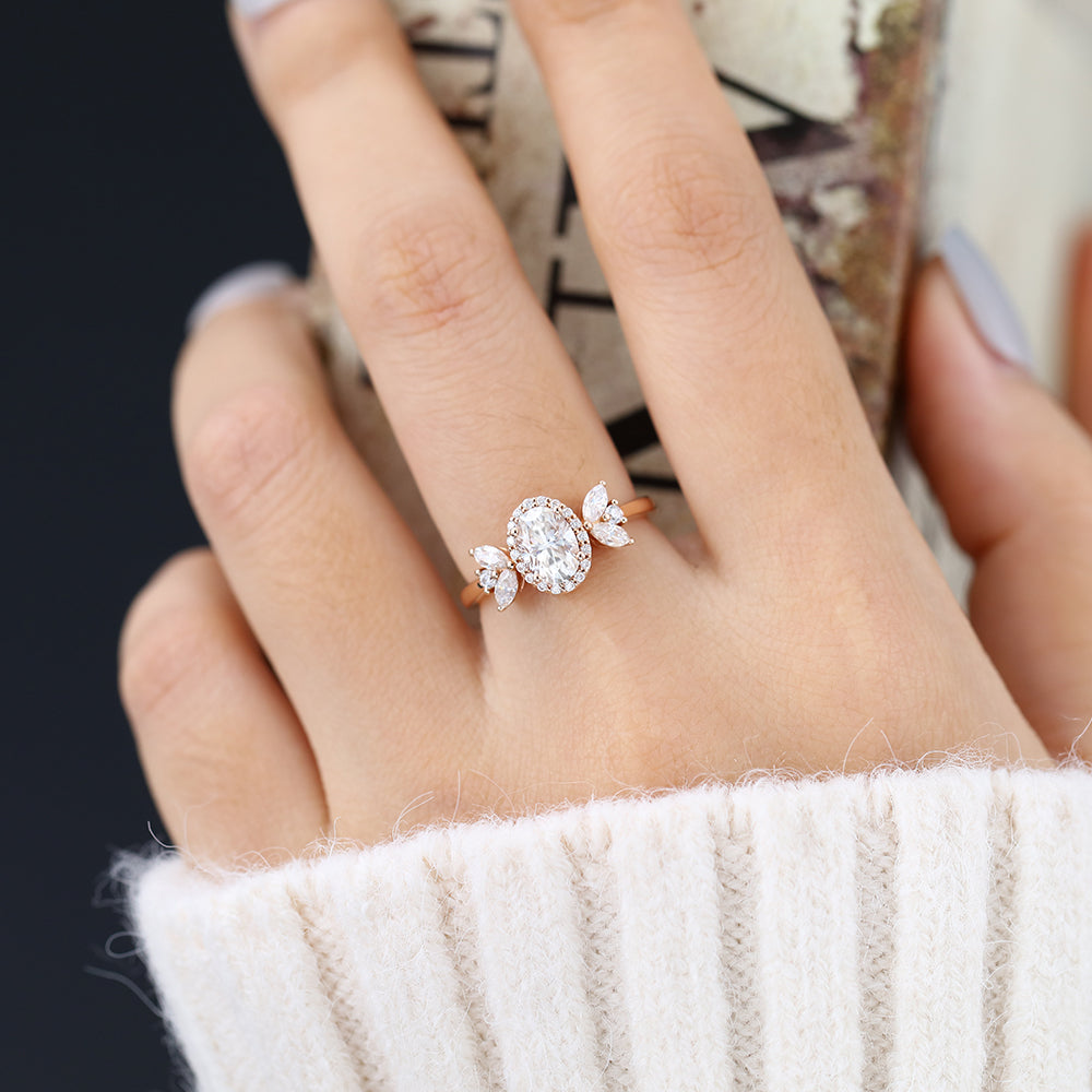 Oval Cluster Lab-Grown Diamond Engagement Ring