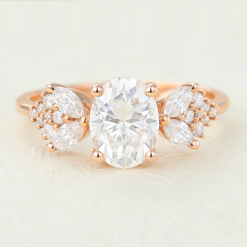 Oval Cluster Lab-Grown Diamond Engagement Ring