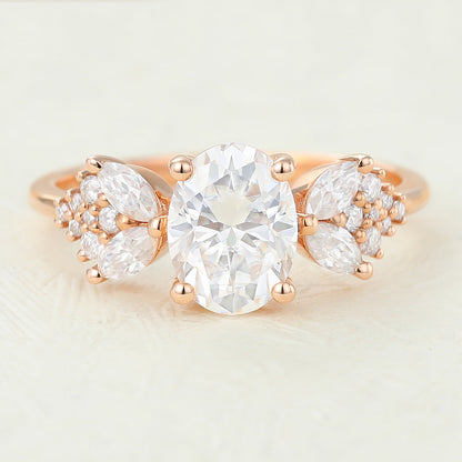 Oval Cluster Lab-Grown Diamond Engagement Ring
