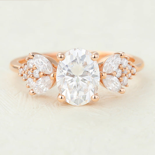 Oval Cluster Lab-Grown Diamond Engagement Ring