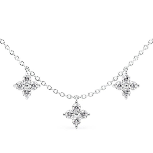 0.48 CT Round Shape Moissanite Clover Necklace