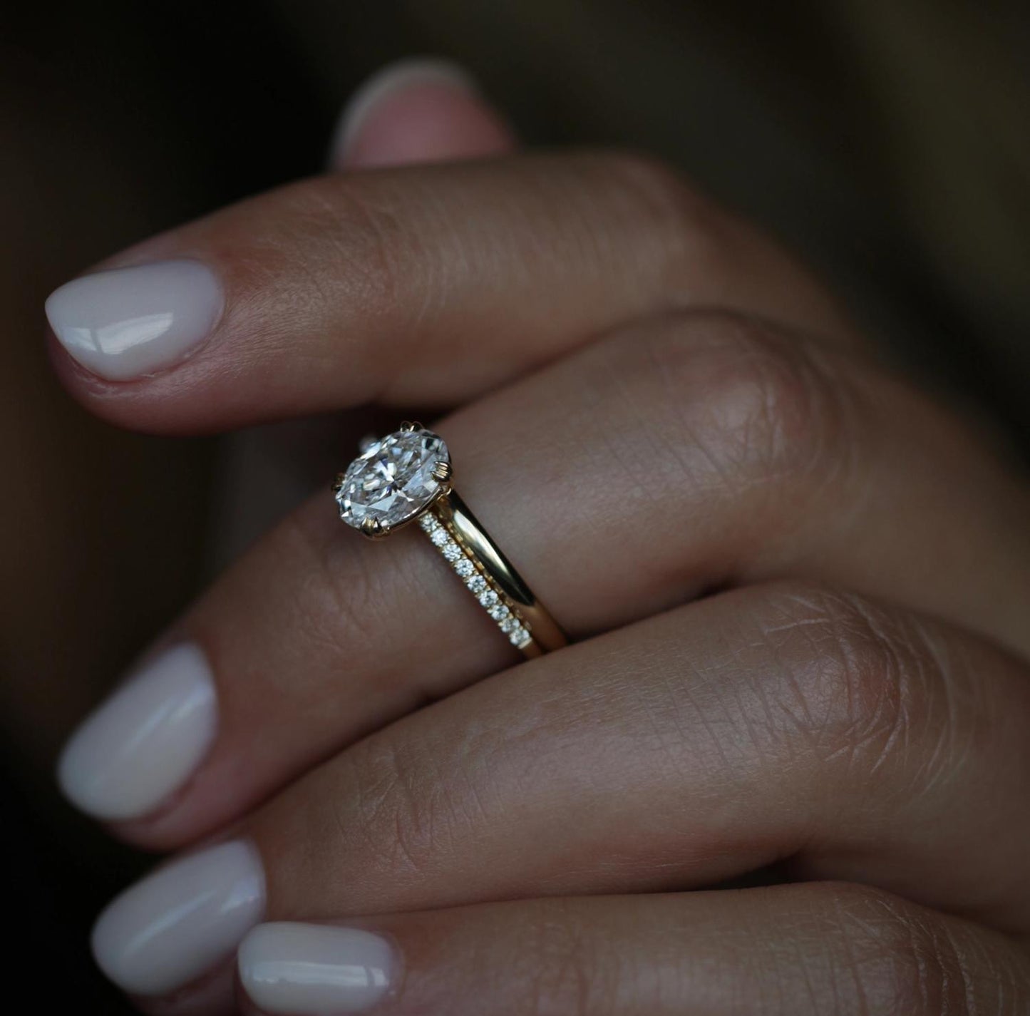 Oval Cut Pave Lab Grown Diamond Engagement Ring