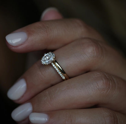 Oval Cut Pave Lab Grown Diamond Engagement Ring