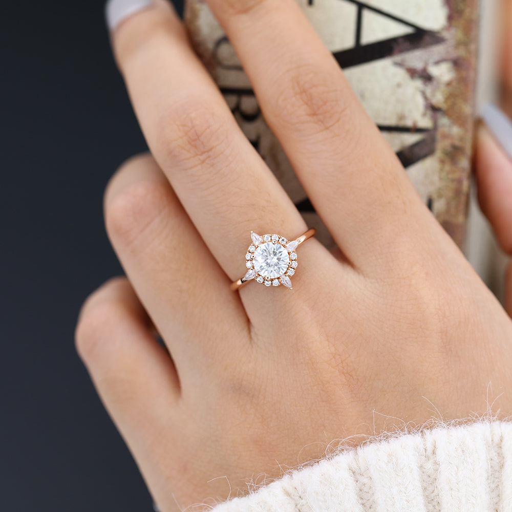 Round Cluster Lab-Grown Diamond Engagement Ring