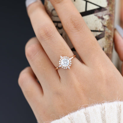 Round Cluster Lab-Grown Diamond Engagement Ring