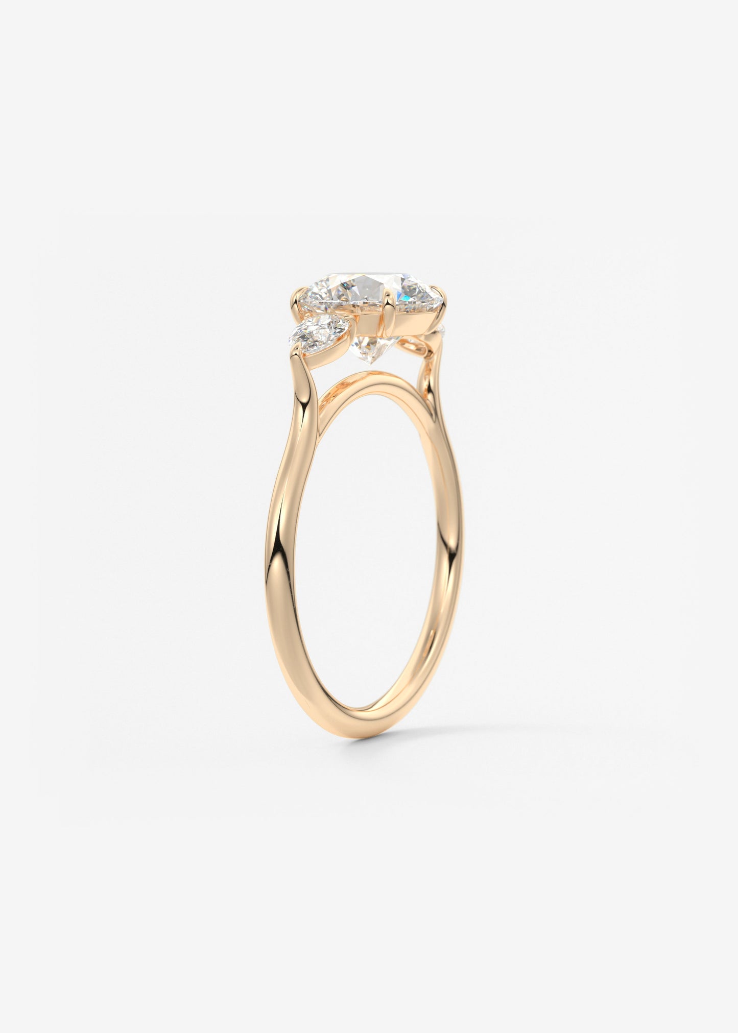 Round Three Stone Lab Grown Diamond Engagement Ring