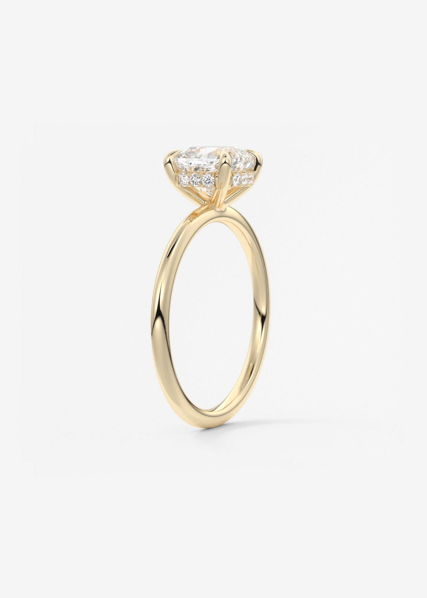 Cushion Hidden Halo Lab Grown Diamond Engagement Ring