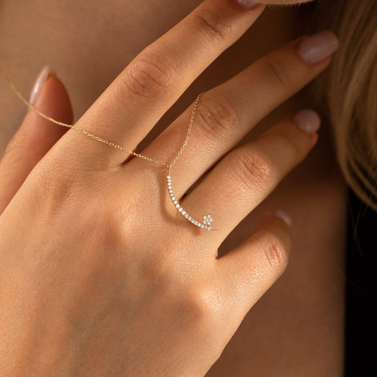 0.5 TCW Round Shape Moissanite Moon & Star Necklace