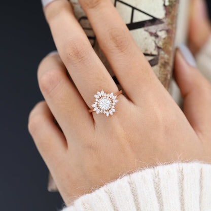 Round Cluster Lab-Grown Diamond Engagement Ring